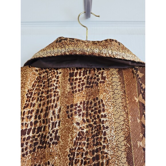 Vintage Nylon Bomber Jacket Snakeskin Pattern Gold Brown 90s Y2K Hip Hop Womans - Picture 12 of 15